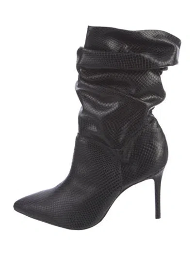 Pre-owned Schutz Embossed Leather Slouch Boots In Black