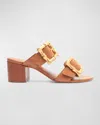 Schutz Women's Enola Double Buckle Block Heel Sandals In New Wood