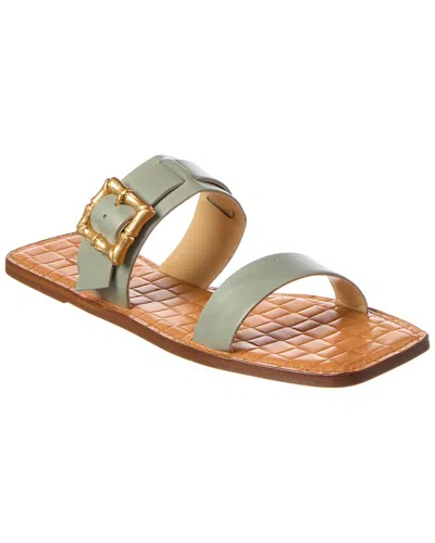 Schutz Enola Double Leather Flat In Green