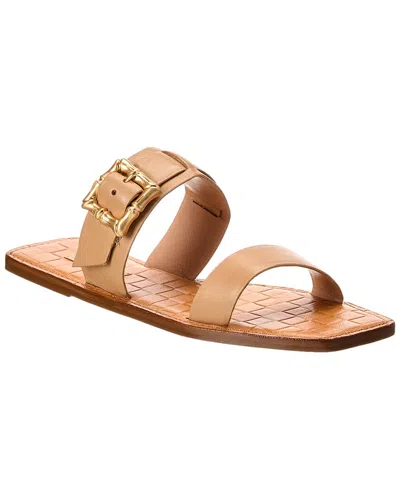 Schutz Enola Double Leather Flat In Beige