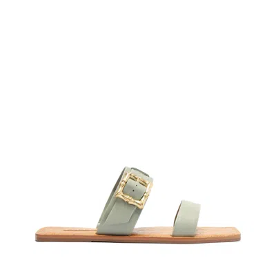 Schutz Enola Double Leather Sandal In Green