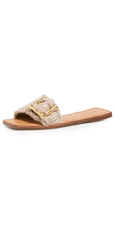 Schutz Enola Flat Sandals Oyster In Beige