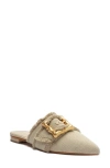 Schutz Enola Frayed Buckle Ballerina Mules In Oyster