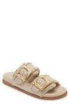 Schutz Enola Sporty Womens Slip On Open Toe Slide Sandals In Oyster