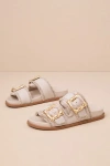 Schutz Enola Sporty Womens Slip On Open Toe Slide Sandals In Taupe
