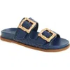 Schutz Enola Sporty Woven Strap Slide Sandal In Dress Blue