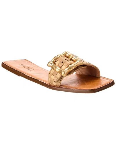 Schutz Enola Woven Leather Flat In Beige
