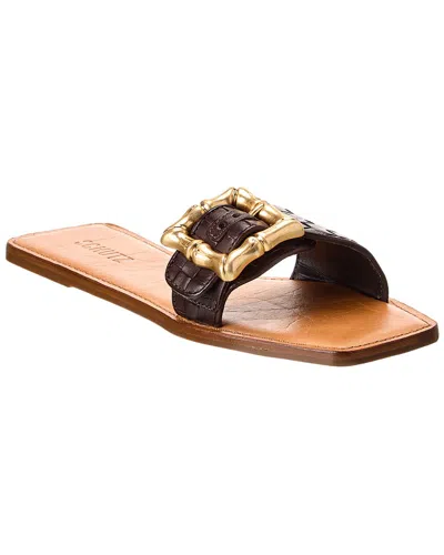 Schutz Enola Woven Leather Flat In Beige