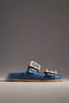 Schutz Enola Woven Slide Sandals In Blue