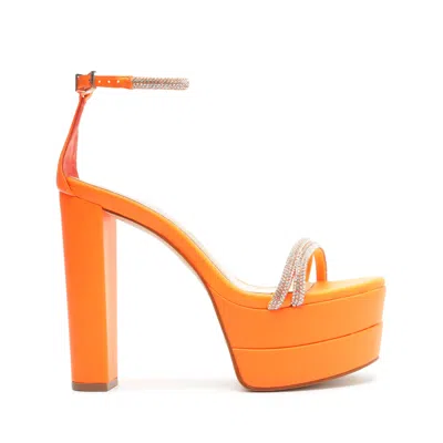 Schutz Fabienne Platform Mesh Sandal In Orange