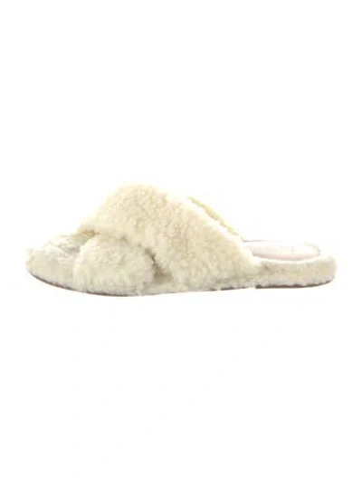 Pre-owned Schutz Faux Fur Slides In Neutrals