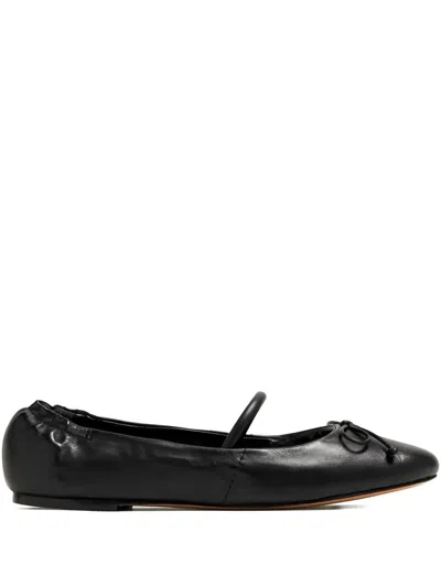 Schutz Fechado Bow-detail Gathered Flats In Black
