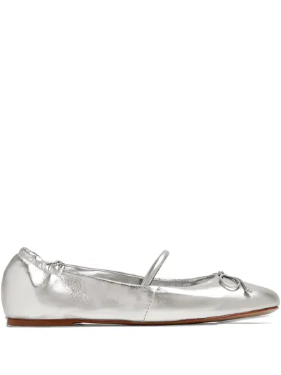 Schutz Fechado Bow-embellished Ballet Flats In Silver