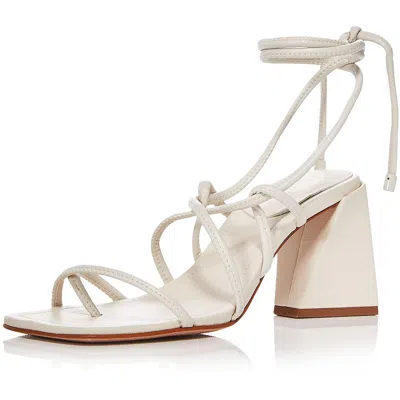 Schutz Fernanda Womens Leather Square Toe Lace-up Heels In White