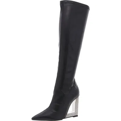 Schutz Filipa Glam Womens Embellished Leather Knee-high Boots In Multi
