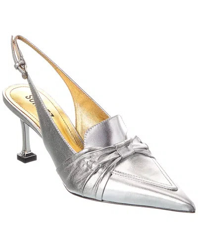 Schutz Fiorella Metallic Leather Sandal In Silver