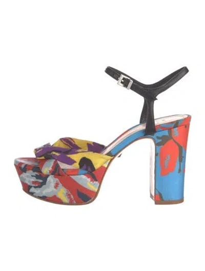 Pre-owned Schutz Floral Print Sandals In Multicolor