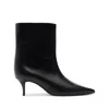 Schutz Frances Leather Kitten Ankle Booties In Black