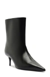 Schutz Frances Leather Kitten Ankle Booties In Black