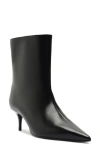 Schutz Frances Leather Kitten Ankle Booties In Black