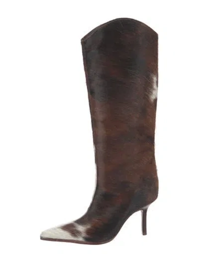 Pre-owned Schutz Fur Animal Print Boots In Brown