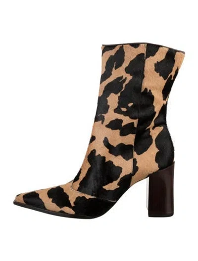 Pre-owned Schutz Fur Animal Print Boots In Brown