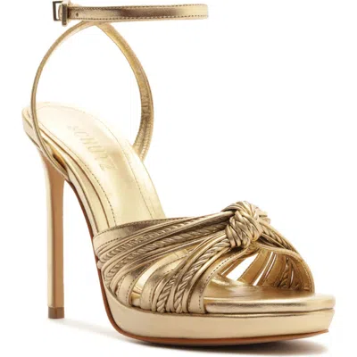 Schutz Gaya Ankle Strap Stiletto Sandal In Gold