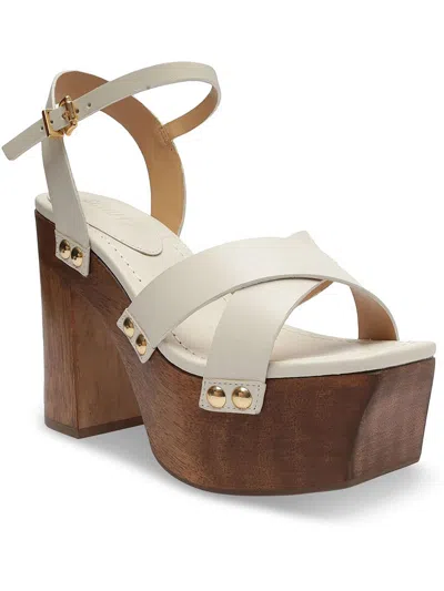 Schutz Gaylah Womens Leather Open Toe Platform Heels In Neutral