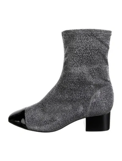Pre-owned Schutz Glitter Accents Boots In Silver