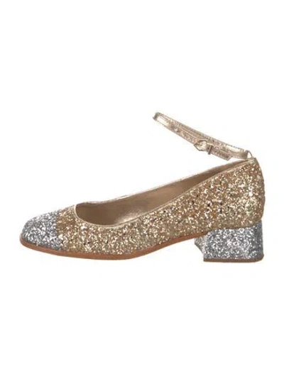 Pre-owned Schutz Glitter Printed Pumps In Gold/metallic