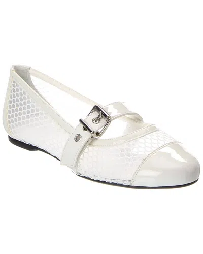 Schutz Hanna Mesh & Patent Ballet Flat In White