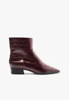 Schutz Helena Croco Zip Ankle Booties In Cherry Wine