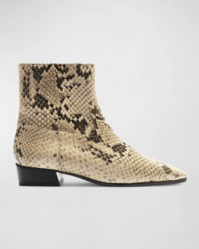 Schutz Helena Snake-embossed Zip Ankle Booties In Multi