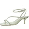 Schutz Helene Sandal Heels Pearl In Beige