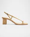 Schutz Heloise Cork Thong Slingback Sandals In Beige