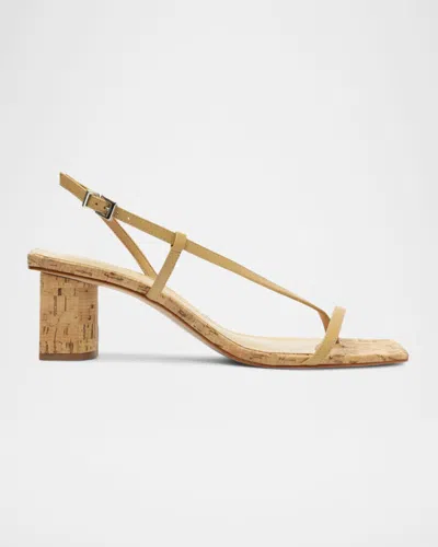 Schutz Heloise Cork Thong Slingback Sandals In Beige
