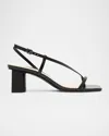 Schutz Heloise Leather Slingback Sandals In Black