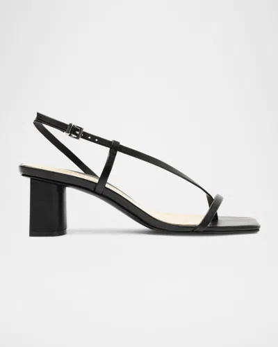 Schutz Heloise Leather Slingback Sandals In Black