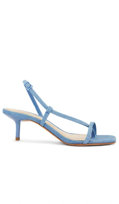 Schutz Heloise Denim Kitten Heel Sandals In Azul, Women's At Urban Outfitters In Blue