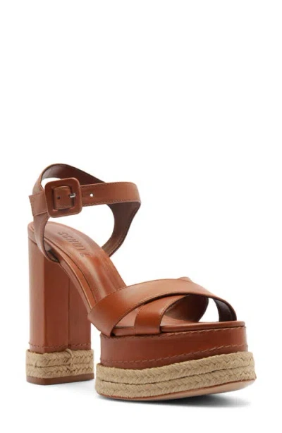 Schutz Hilda Ankle Strap Platform Sandal In Brown