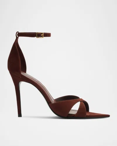 Schutz Hilda Leaf Suede Stiletto Sandals