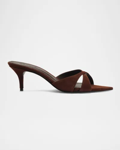 Schutz Hilda Suede Crisscross Stiletto Mules