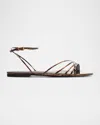 Schutz Inez Strappy Tortoise Flat Sandals In Brown