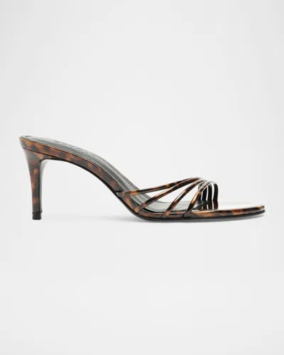 SCHUTZ INEZ STRAPPY TORTOISE SLIDE SANDALS