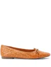 Schutz Arissa Crocodile Embossed Leather Flat In Brown