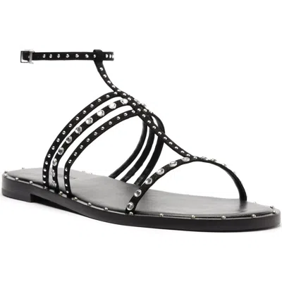 Schutz Isidora Studded Ankle Strap Sandal In Black