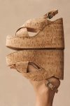 Schutz Jennifer Cork Platform Wedge Sandals In Beige