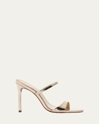 Schutz Jessica Leather Stiletto Mule Sandals In Silver