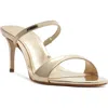 Schutz Scarlett Metallic Leather Mid-heel Slingback Sandals In Neutral