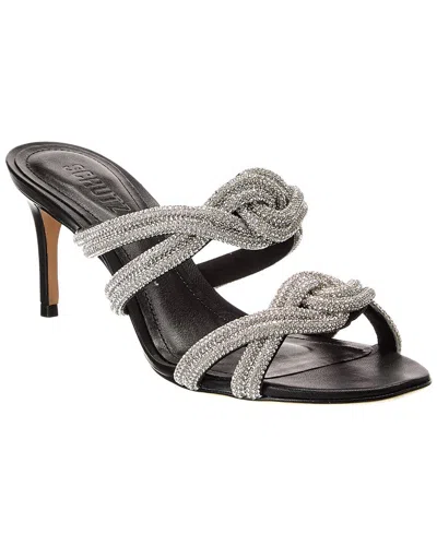 Schutz Jocelyn Mule Leather Sandal In Black